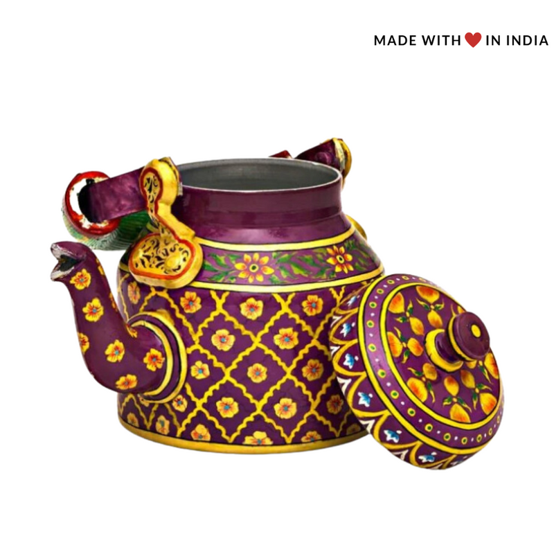 Brinda  - Hand Painted Chai Kettle Teapot in deep purple