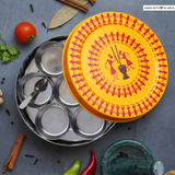 The WARLI hand-painted stainless steel spice/masala box