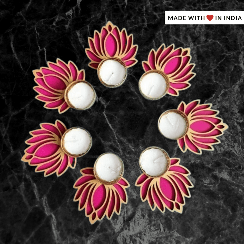 Lotus Shaped Tealight Holder - Lotus Pink - Made with Love in India