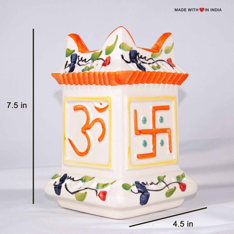 Ceramic Tulsi Planter 7.5 inch with Tulsi Seeds - Vines Design