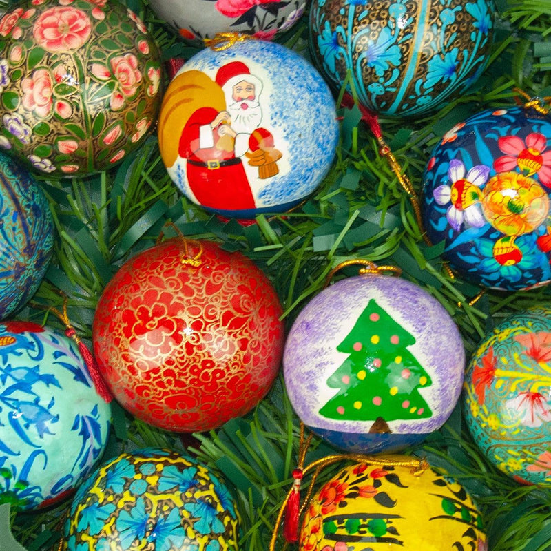 Christmas Tree Bauble Ornament - Hand-Painted Paper - Assorted - Made with Love in India