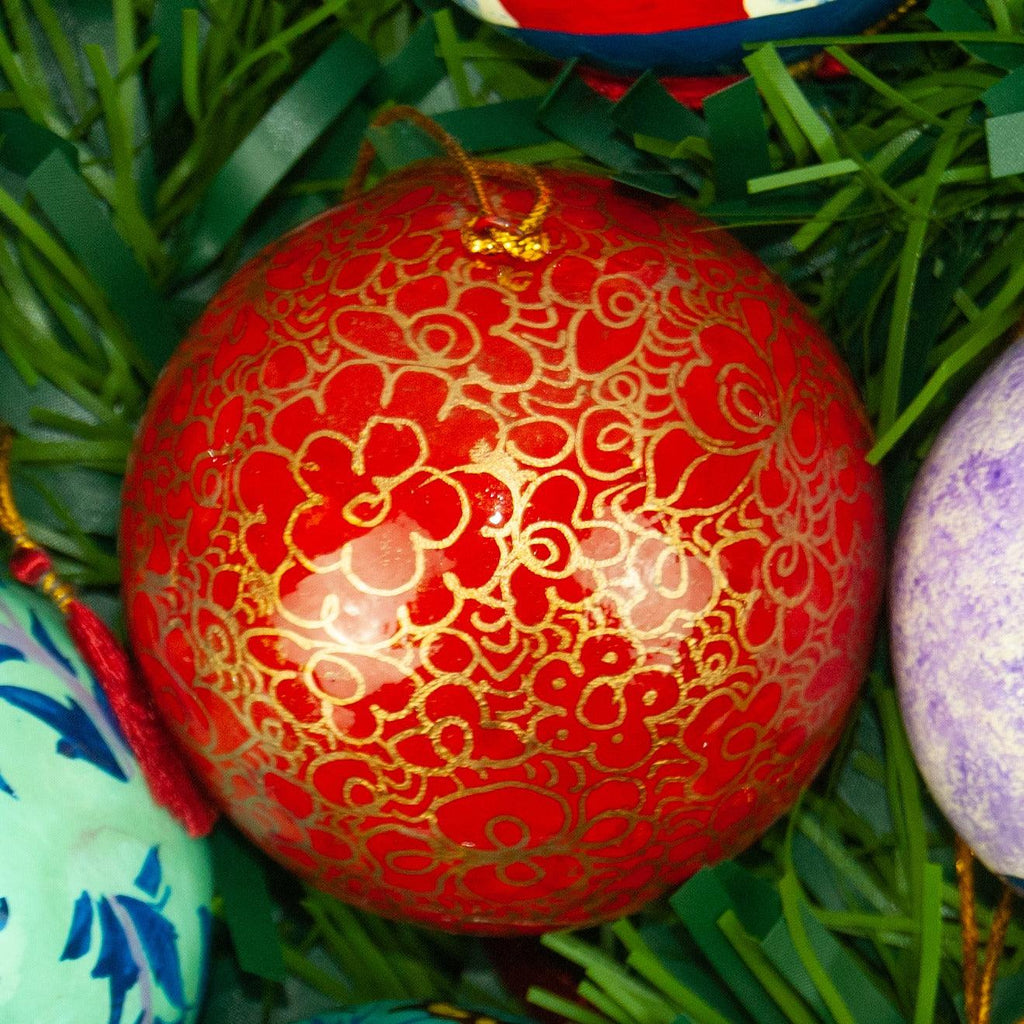 Christmas Tree Bauble Ornament - Hand-Painted Paper - Assorted - Made with Love in India