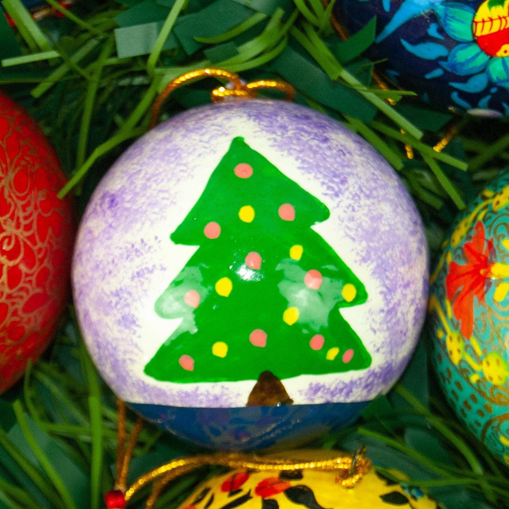 Christmas Tree Bauble Ornament - Hand-Painted Paper - Assorted - Made with Love in India