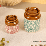 Porcelain Bharni Set with Traditional paisley print — Set of 2 - Made with Love in India