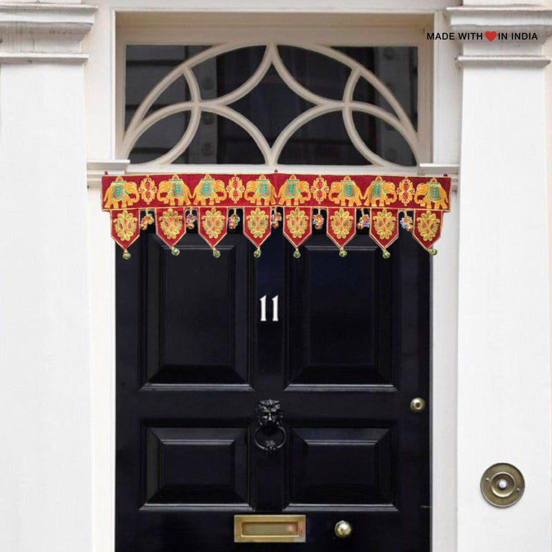 Festive Bandhanwar Toran Door Hanging - Embroidered Elephants - Made with Love in India