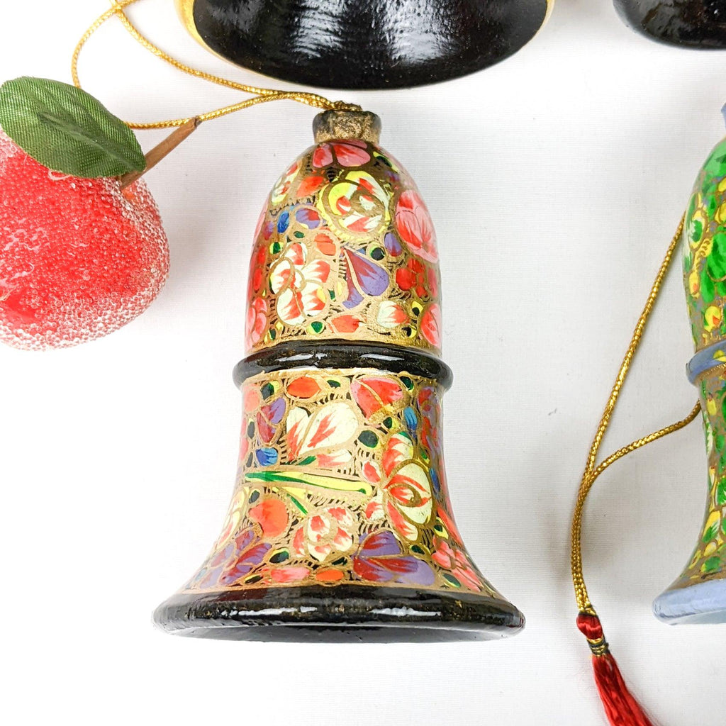 Christmas Tree Bell Ornaments - Hand-Painted Paper Mache - Assorted - Made with Love in India