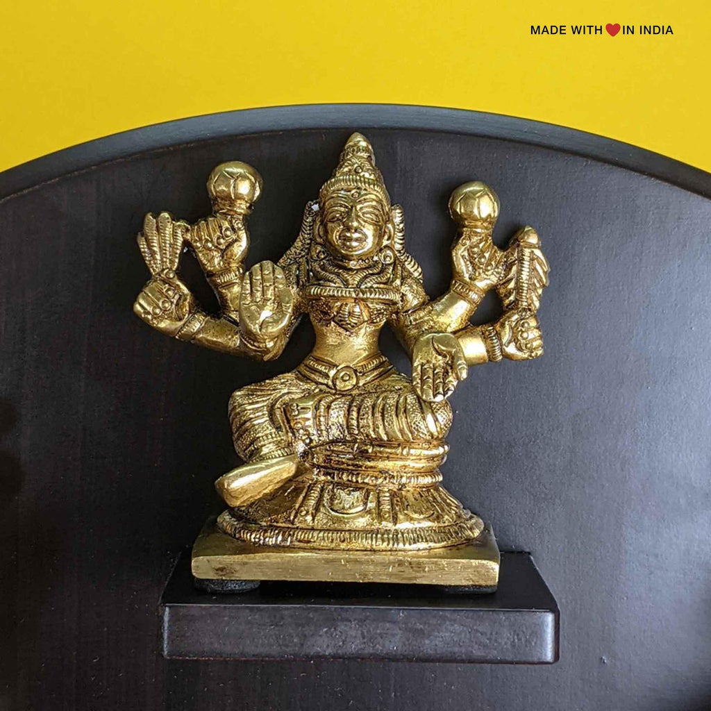 Ashtalakshmi Brass Statue - Eight Manifestations of Lalshmi (Laxmi) - on wooden base - Made with Love in India