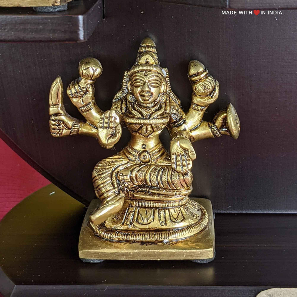 Ashtalakshmi Brass Statue - Eight Manifestations of Lalshmi (Laxmi) - on wooden base - Made with Love in India