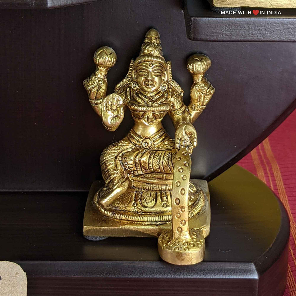 Ashtalakshmi Brass Statue - Eight Manifestations of Lalshmi (Laxmi) - on wooden base - Made with Love in India