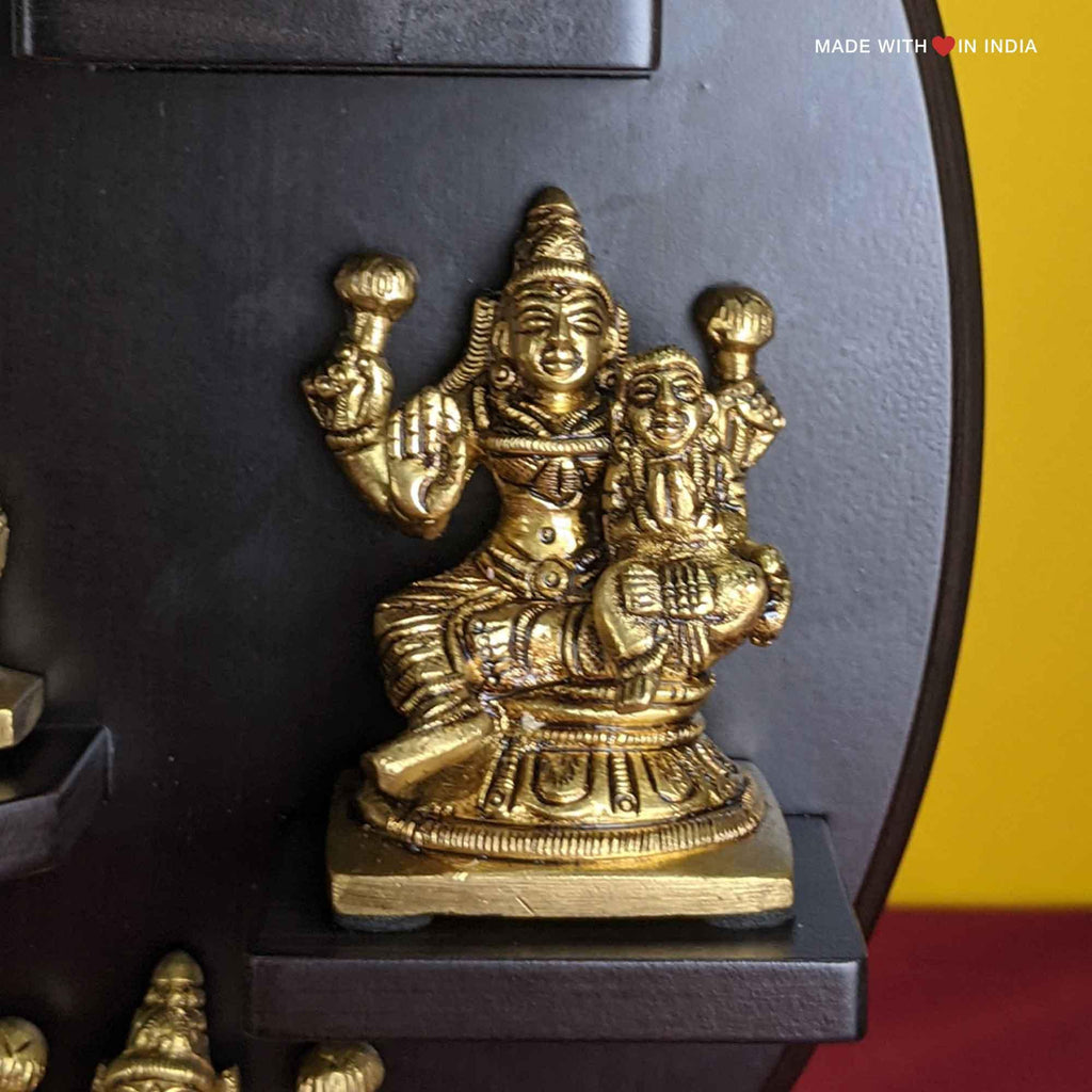 Ashtalakshmi Brass Statue - Eight Manifestations of Lalshmi (Laxmi) - on wooden base - Made with Love in India