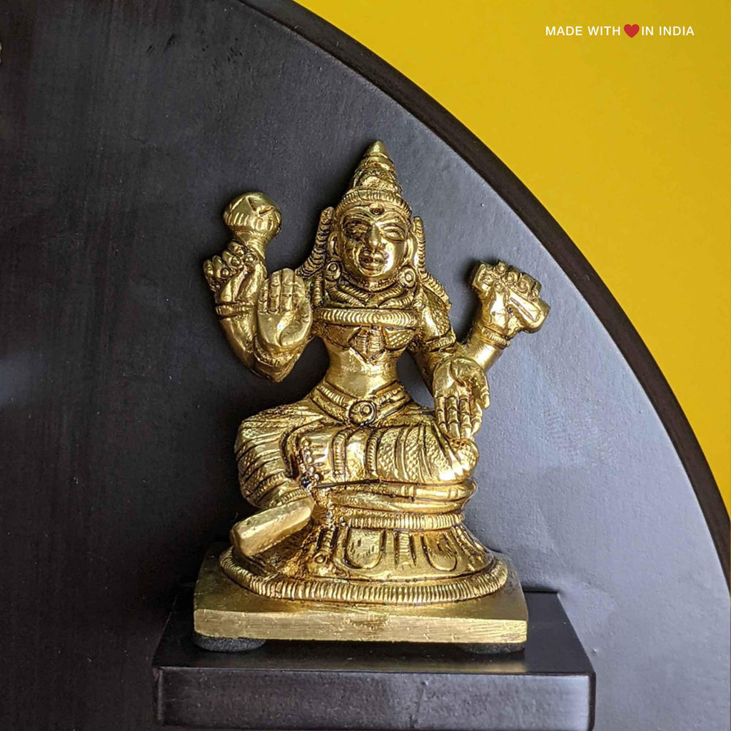 Ashtalakshmi Brass Statue - Eight Manifestations of Lalshmi (Laxmi) - on wooden base - Made with Love in India