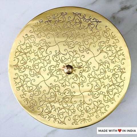 Ataranj Pehla — 8 inch Handcrafted Brass Spice Box Masala Dabba - Made with Love in India
