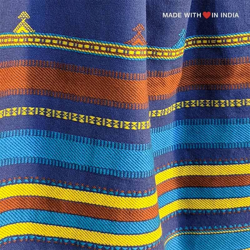Bhuro — Handmade Cotton Spring Scarf in Blue with Tassels - Made with Love in India