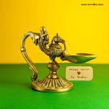 Brass Diya Arti Stand - Peacock - 3.5 inches - Made with Love in India