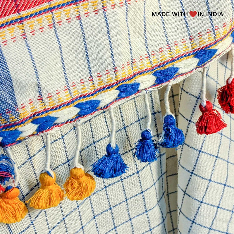 Chokdi — Handmade Cotton Spring Scarf in Ivory with Tassels - Made with Love in India