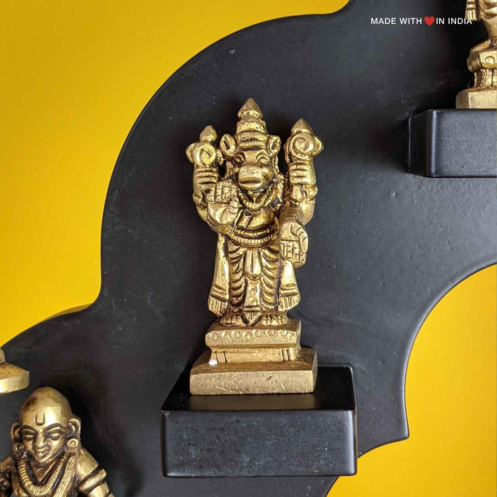 Dashavatar - Ten Incarnations of Vishnu - Set of Brass Statues on Wooden Base - Made with Love in India