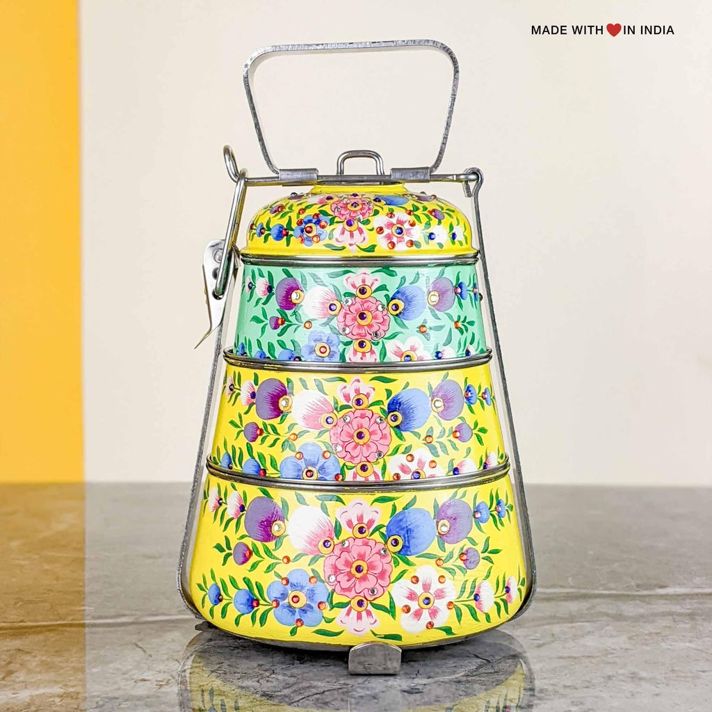 Gulistan Hand-Painted Stainless Steel Tiffin Lunch Box - Made with Love in India