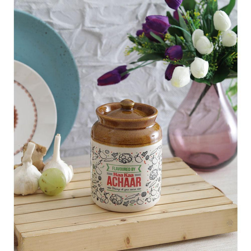 Maa kaa Achaar Barni — Traditional Ceramic Indian Pickle Jar - Made with Love in India