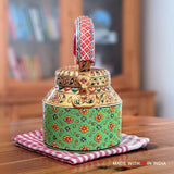 Ragamala - Hand Painted Chai Kettle Teapot in Pistachio Green, Gold, & Red - Made with Love in India