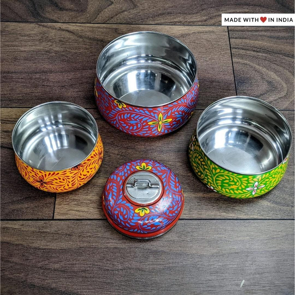 Rangeela Hand-Painted Stainless Steel Tiffin Lunch Box - Made with Love in India