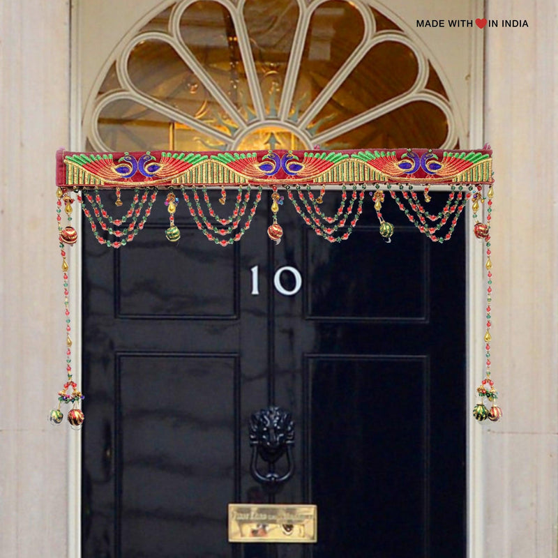 Festive Bandhanwar Toran Door Hanging - Embroidered Peacocks - Made with Love in India
