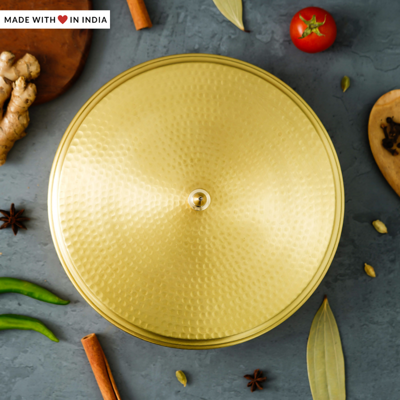 Nala — 9 inch Hand-hammered Brass Spice Box/ Masala Dabba