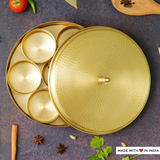Nala — 9 inch Hand-hammered Brass Spice Box/ Masala Dabba