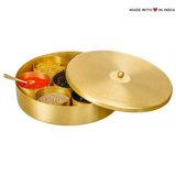 Ataranj Doosra — 8 inch Handcrafted Brass Spice Box Masala Dabba