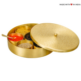 Ataranj Pehla — 8 inch Handcrafted Brass Spice Box Masala Dabba