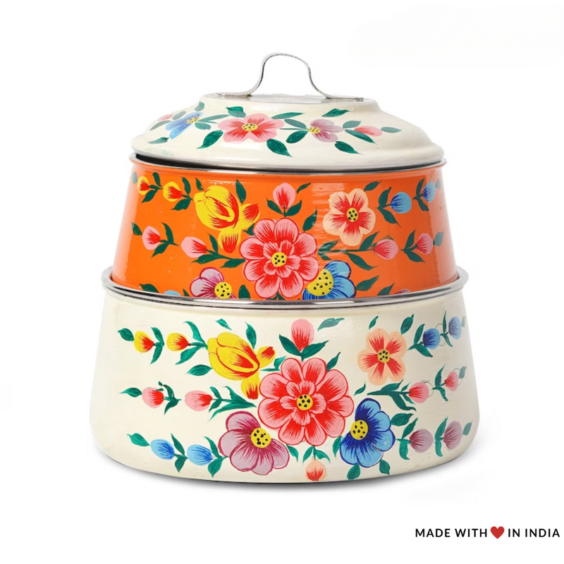 Nanhi - 2-Tier Hand-Painted Stainless Steel Tiffin Lunch Box