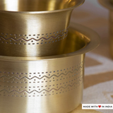 Brass South Indian Filter Coffee Davarah & Tumbler Set- Brushed Matt Finish with Etched Kolam Borders