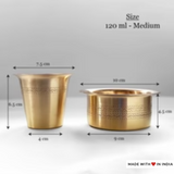 Brass South Indian Filter Coffee Davarah & Tumbler Set- Brushed Matt Finish with Etched Kolam Borders