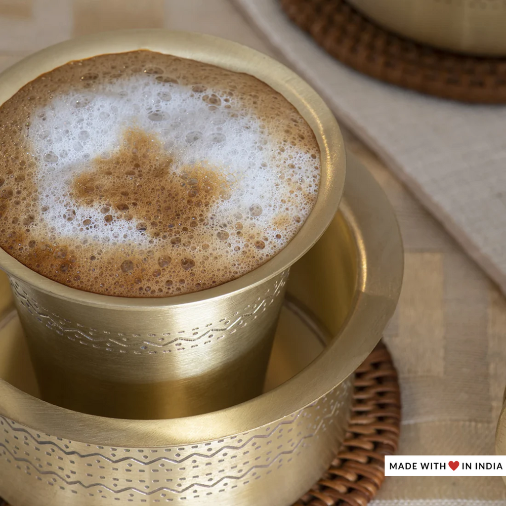 Brass South Indian Filter Coffee Percolator Matt Finish with