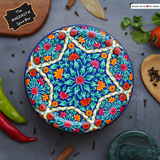The Guldasta hand-painted stainless steel spice box/ masala dabba