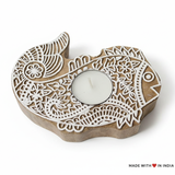 Handcrafted Fish Themed Wooden Printing Block Tea Light Holder