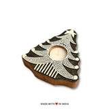 Handcrafted Christmas Tree Themed Wooden Printing Block Tea Light Holder