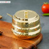 Hand-hammered Brass Ghee Pot with tin lining