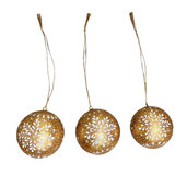 Hand-painted Golden Snowflake themed Christmas Bauble | Sustainable Artisan Ornament | Eco-Friendly Festive Decor