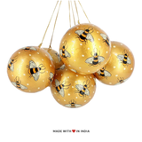 Hand-painted Kashmiri Honeybee Christmas Bauble | Sustainable Artisan Ornament | Eco-Friendly Festive Decor