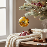 Hand-painted Kashmiri Honeybee Christmas Bauble | Sustainable Artisan Ornament | Eco-Friendly Festive Decor