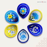 Hand-painted Jaipur Blue Pottery Diyas – Assorted