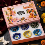 Hand-painted Jaipur Blue Pottery Diyas – Assorted