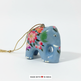 Festive Elephant Charm: Sky Blue Hand-Painted Paper Mache Christmas Tree Decorations