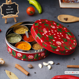 The PADMA hand-painted stainless steel spice box /masala dabba