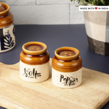 Salt and Pepper Shakers in Indian Ceramic Pickle Jar (Bharni) Style