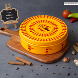 The WARLI hand-painted stainless steel spice/masala box