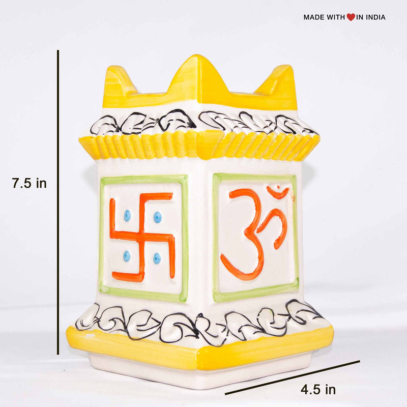 Ceramic Tulsi Planter 7.5 inch with Tulsi Seeds - Black & Yellow