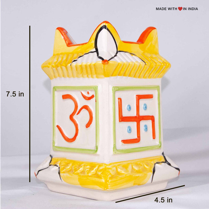 Ceramic Tulsi Planter 7.5 inch with Tulsi Seeds - Petal Design