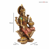 Goddess Lakshmi on a Lotus pedestal - Metallic finish