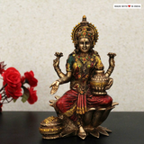 Goddess Lakshmi on a Lotus pedestal - Metallic finish